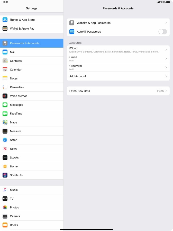 Press the required account.