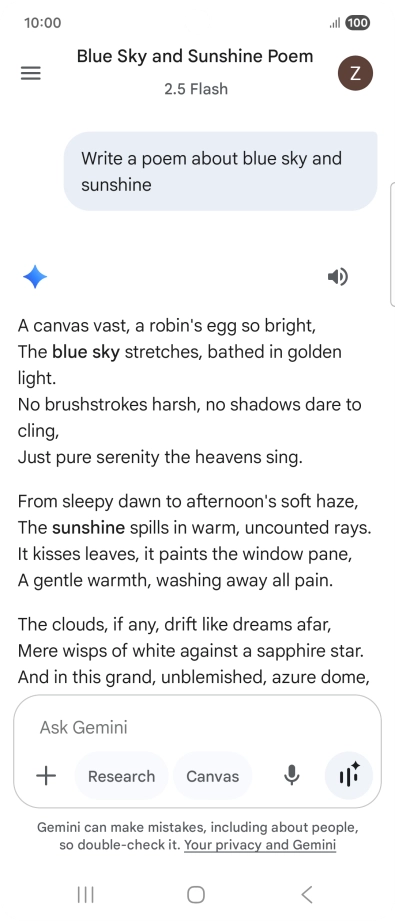 You can ask Gemini to generate a text based on your description.