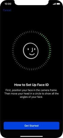 Press Get Started and follow the instructions on the screen to set up Face ID.
