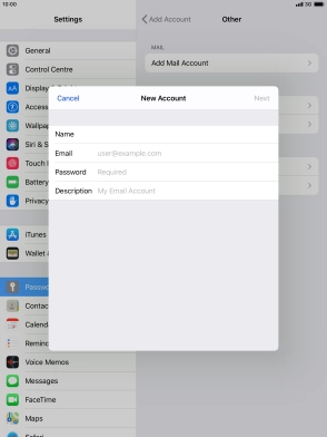 Press Email and key in your email address.