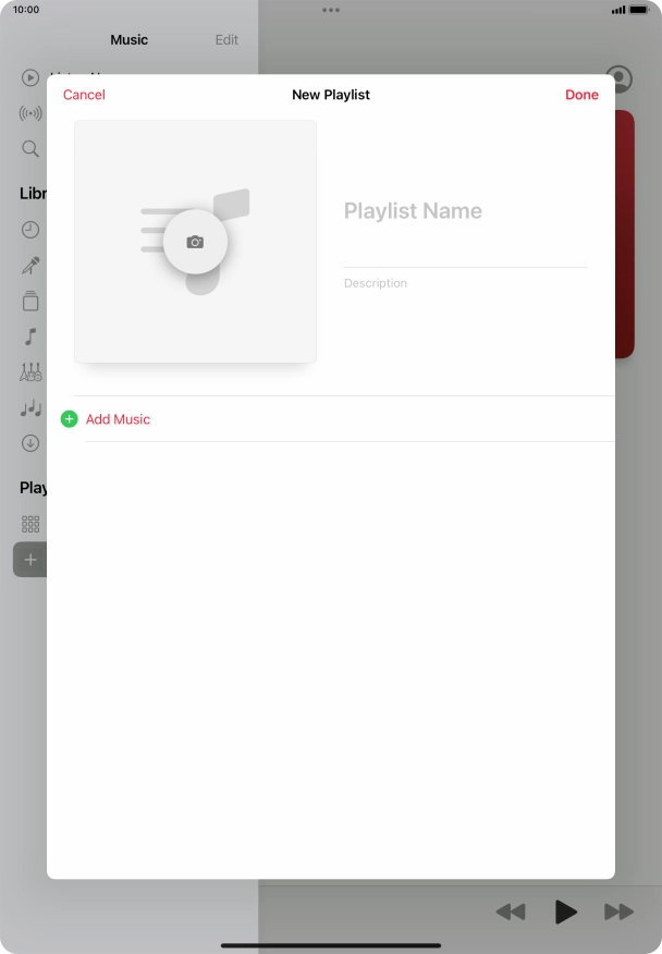 Press the text input field and key in a name for the playlist.
