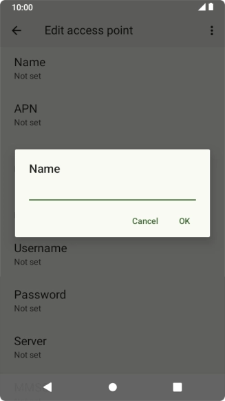 Key in Vodafone Internet and press OK.