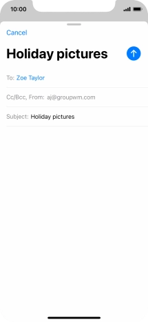 Press the text input field and write the text for your email message.