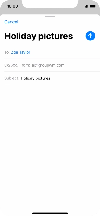 Press the text input field and write the text for your email message.