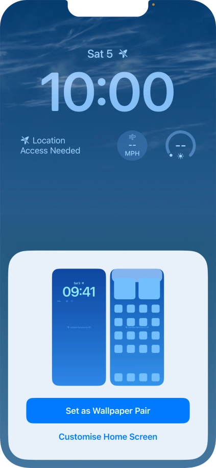 To use the same colour theme on the home screen, press Set as Wallpaper Pair.