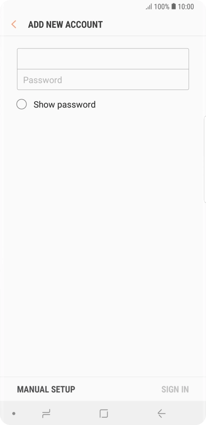 Press Password and key in the password for your email account.
