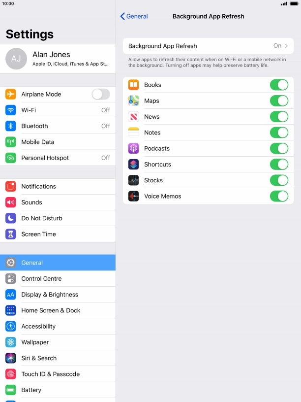 Press Background App Refresh.