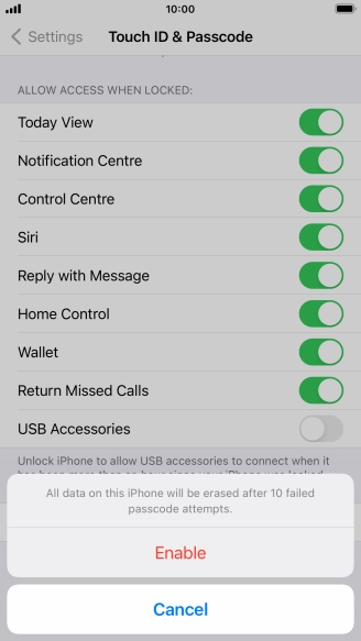 If you turn on the function, press Enable.
