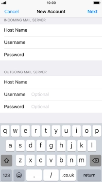 Press Username and key in the username for your email account. Please note that if you're using Vodafone's outgoing server, leave the username field empty.