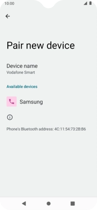 Press the required Bluetooth device and follow the instructions on the screen to pair the device with your phone.