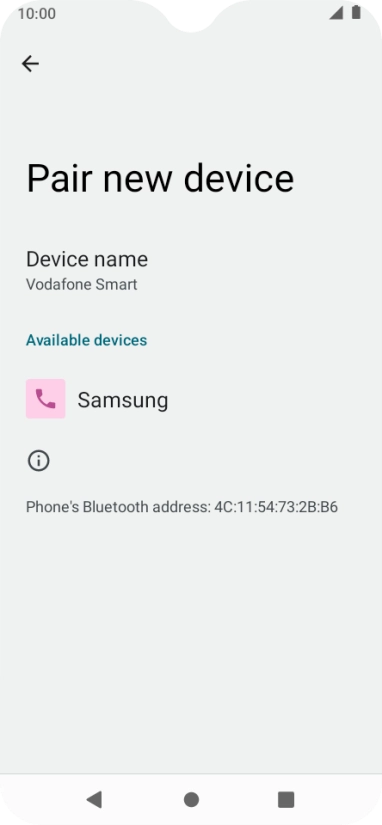 Press the required Bluetooth device and follow the instructions on the screen to pair the device with your phone.