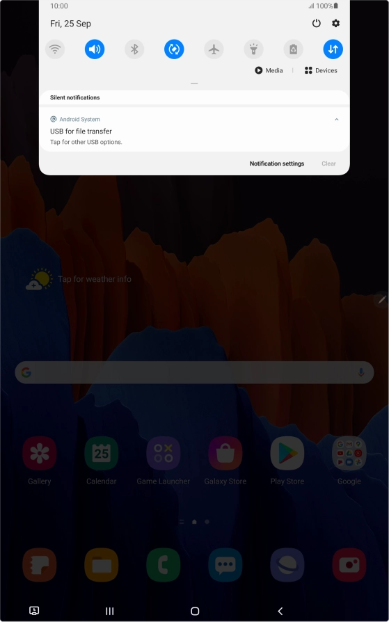 Press Tap for other USB options..