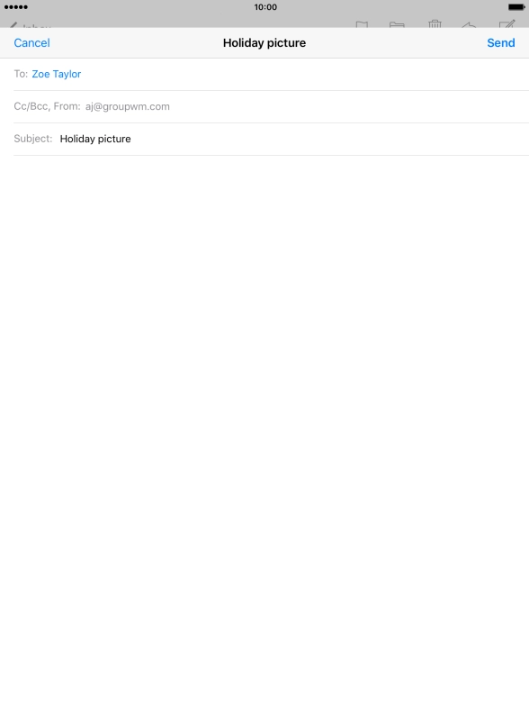 Press the text input field and write the text for your email message.