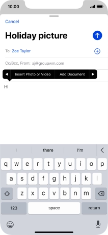 Press Insert Photo or Video and follow the instructions on the screen to attach a picture or a video clip.