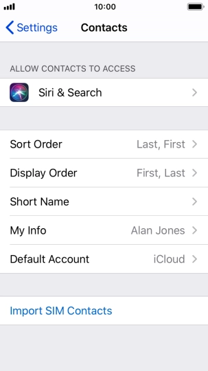 Press Import SIM Contacts.