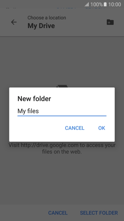 Key in a name for the folder and press OK.