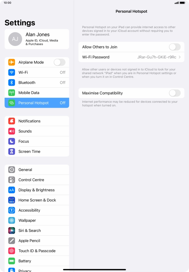 Press Wi-Fi Password and key in the required password.