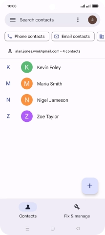 Press the required contact.