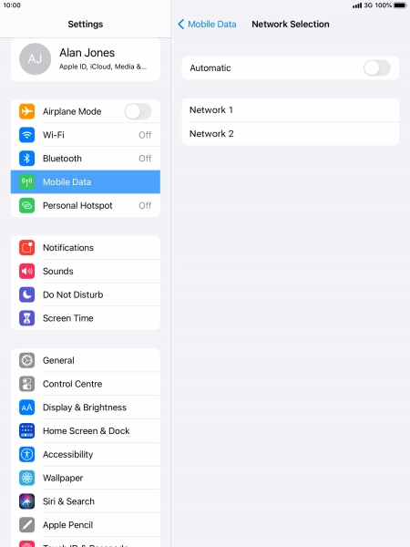 If you turn off the function, press the required network.