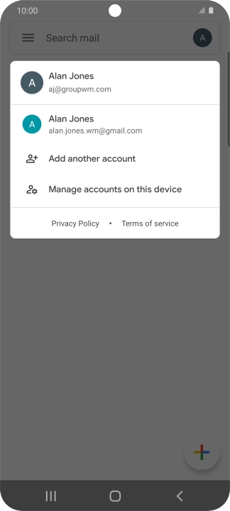 Press the required email account.