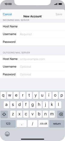 Press Username and key in the username for your email account.