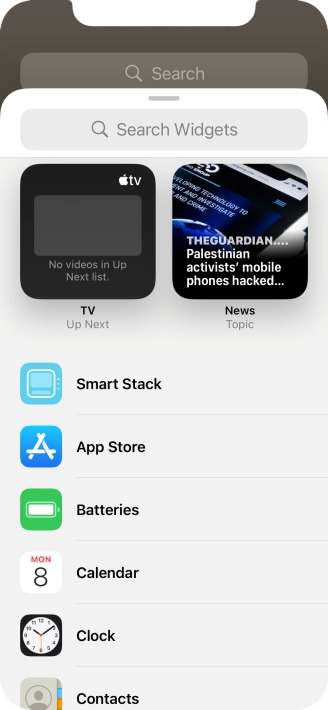Press the required widget.