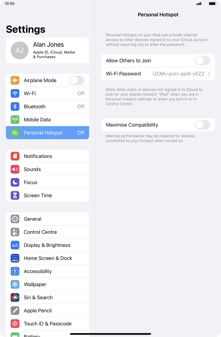 Press Wi-Fi Password and key in the required password.