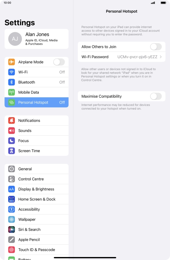 Press Wi-Fi Password and key in the required password.