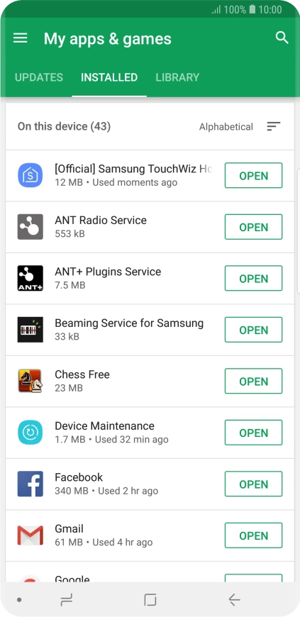 Press the required app.