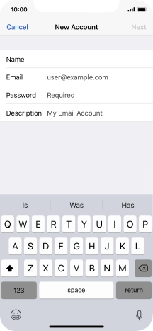 Press Email and key in your email address.