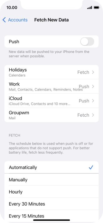 If you turn off the function, press the required setting.