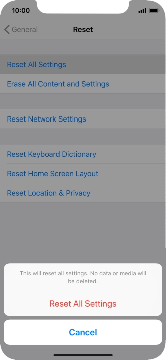 Press Reset All Settings.