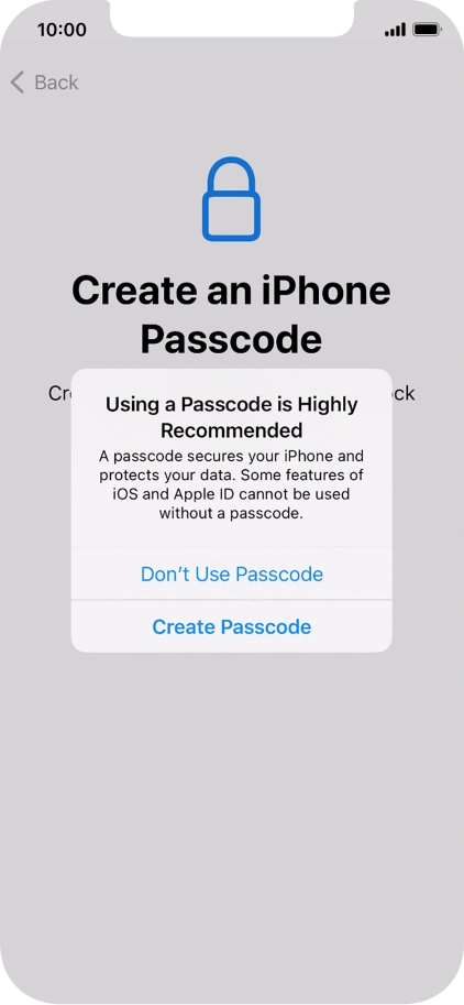 If you turn off the function, press Don't Use Passcode.