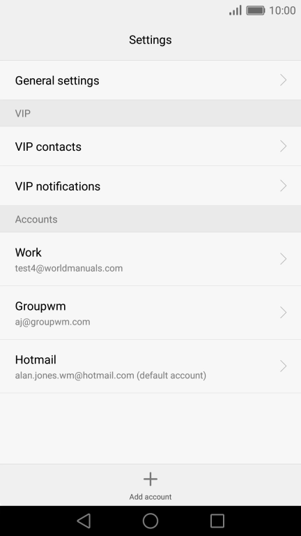 Press the required email account.