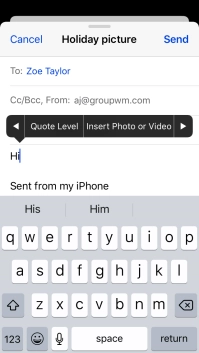 Press Insert Photo or Video and follow the instructions on the screen to attach a picture or a video clip.