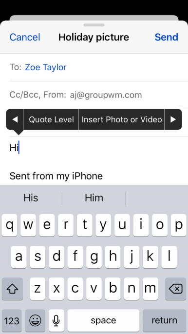 Press Insert Photo or Video and follow the instructions on the screen to attach a picture or a video clip.