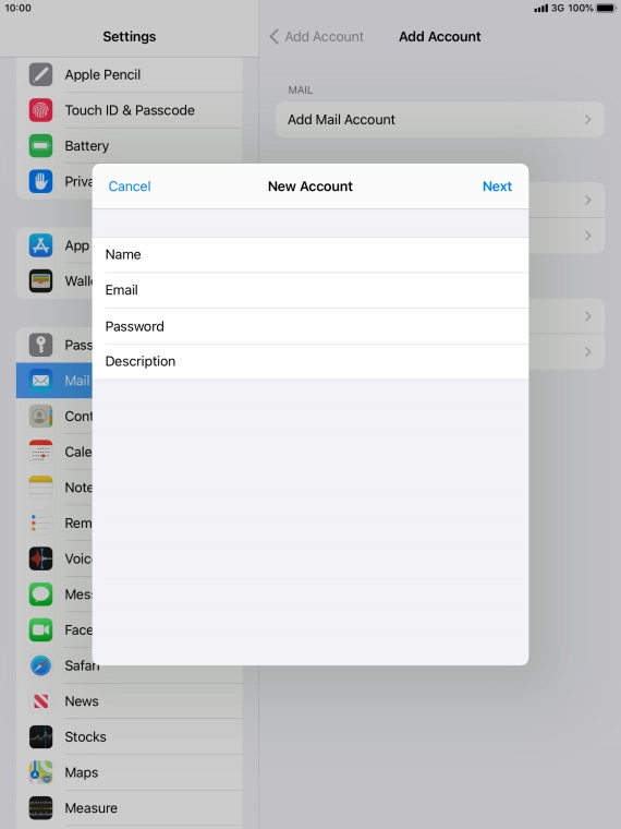 Press Description and key in the required name.