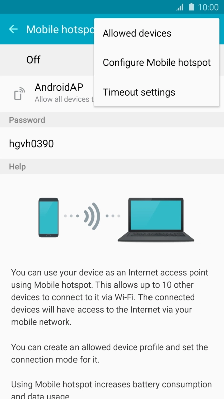 Press Configure Mobile hotspot.