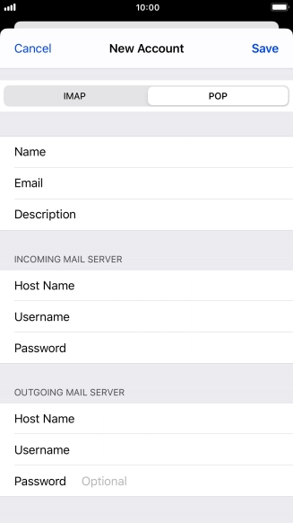 Press Password and key in the password for your email account. Please note that if you're using Vodafone's outgoing server, leave the password field empty.