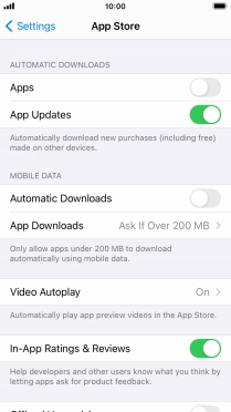 Press the indicators next to the required content types to turn the function on or off.