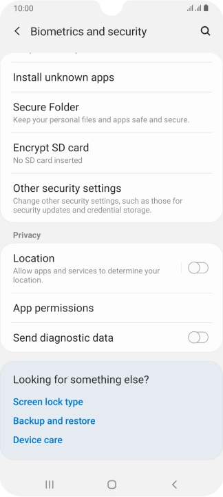 Press Other security settings.