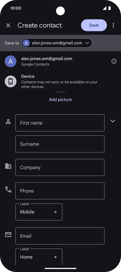 Press the required Google account.