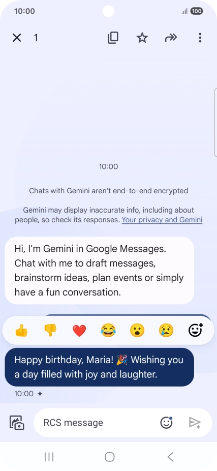 Press and hold the text suggestion from Gemini. Follow the instructions on the screen to use the text suggestion.