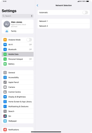 If you turn off the function, press the required network.