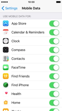 The data usage for each application is displayed below USE MOBILE DATA FOR.