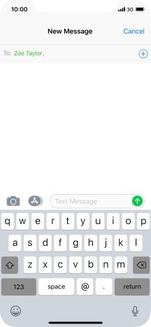 Press the text input field and write the text for your picture message.