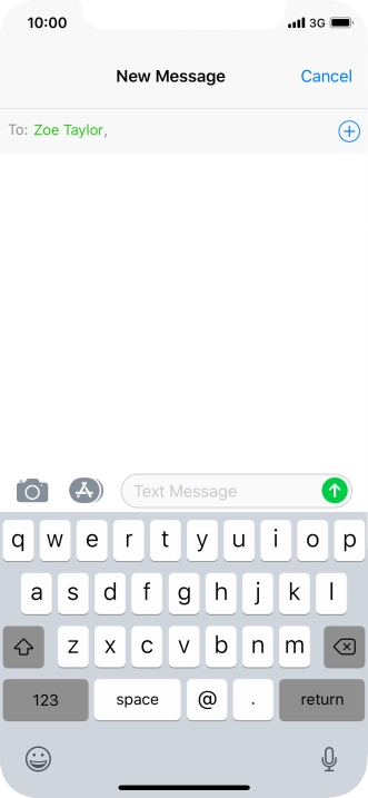 Press the text input field and write the text for your picture message.