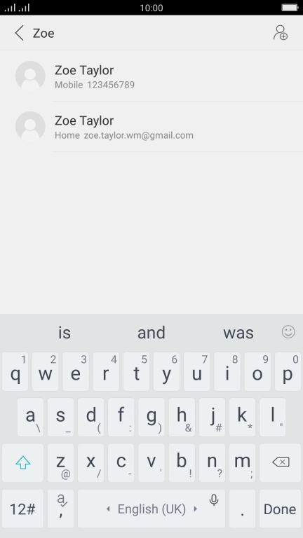 Press the required contact.