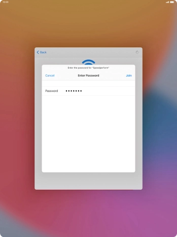 Key in the password for the Wi-Fi network and press Join.