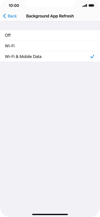 To turn off background refresh of apps, press Off.